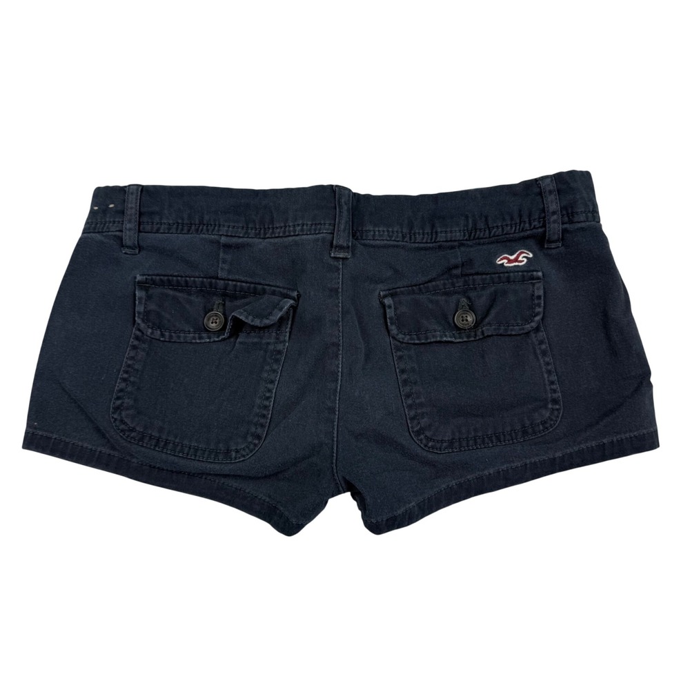 VTG Y2K Hollister Navy Ultra Low Rise Micro Mini Shorts Sz 3 Cargo Pocket Summer